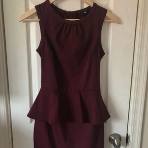 H&M Maroon Peplum dress US size 2